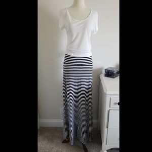 B&W Striped Maxi Skirt